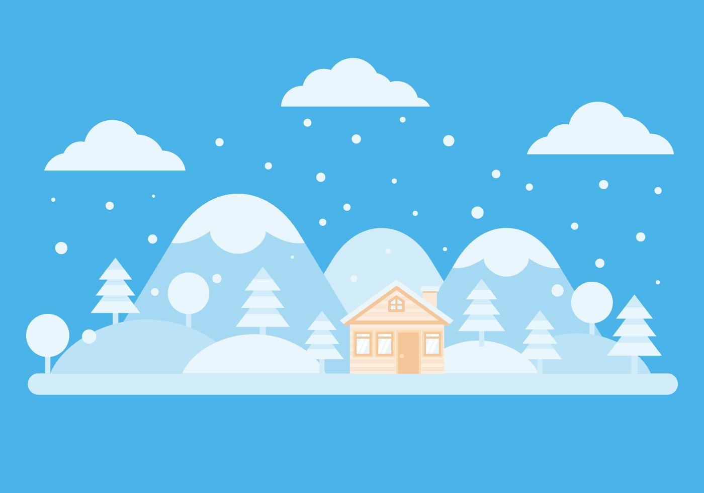 1400x980 Free Winter Landscape And Chalet Vector