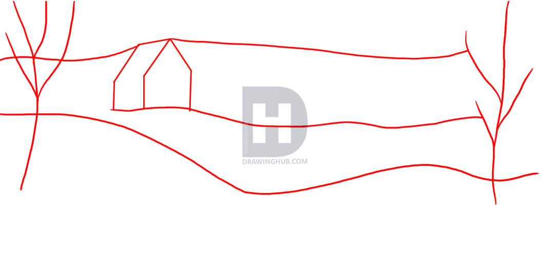 1080x508 How To Draw A Winter Scene, Step