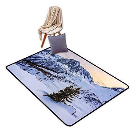 425x425 Non Slip Door Mat Mountain Landscape Of Snowy Mountain