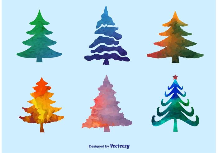 700x490 Watercolor Pine Tree Vectors