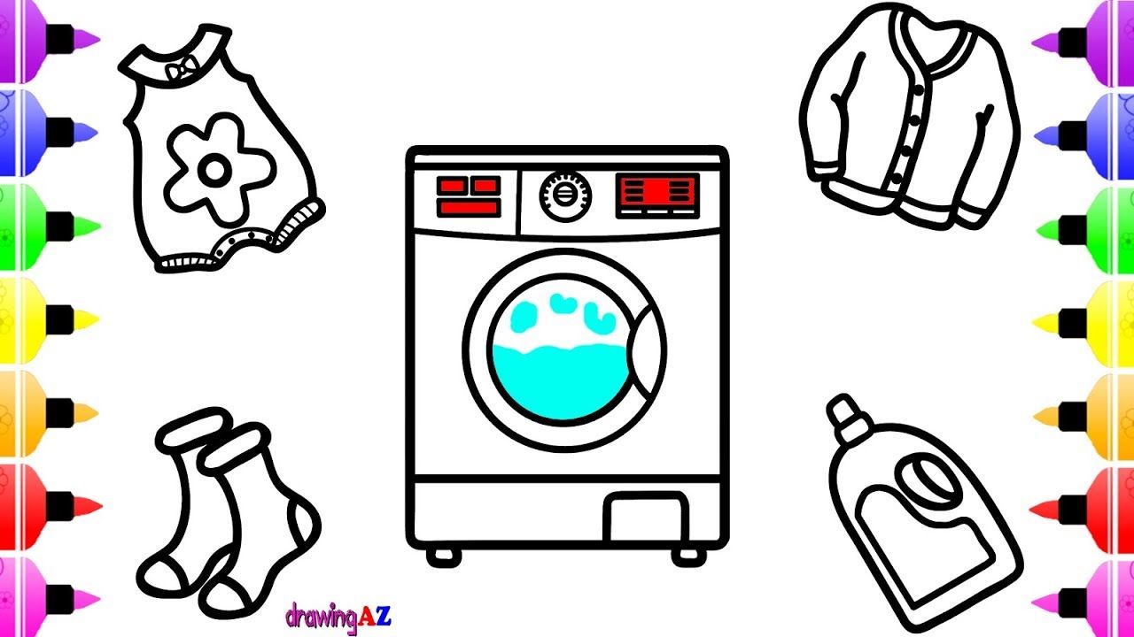 1280x720 How To Draw Electrolux Washing Machine For Kids Clothes