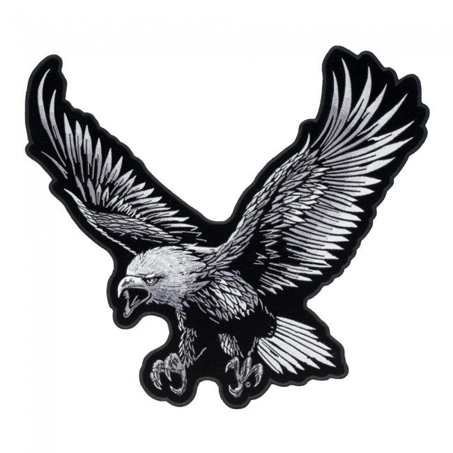 650x650 Grey Black Subdued Soaring Eagle Patch Patriotic Back Patches