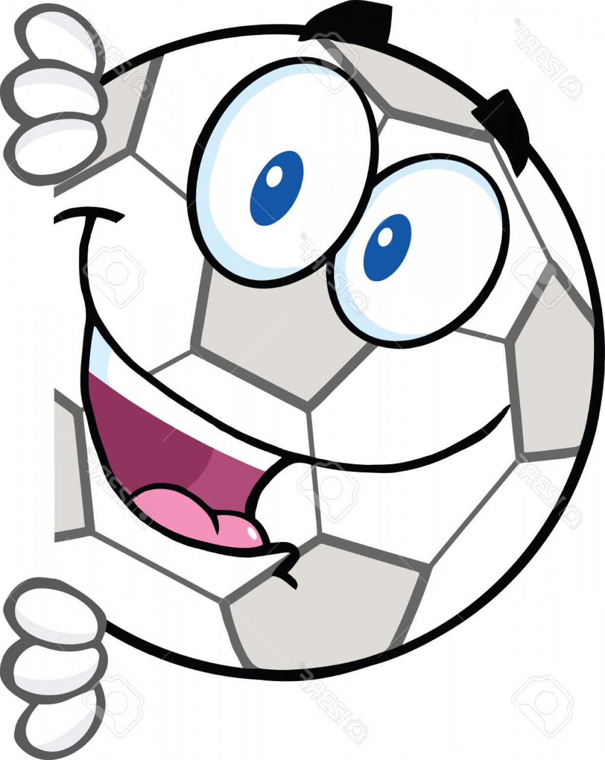 1243x1560 Photosoccer Ball Cartoon Character Looking Around A Blank Sign