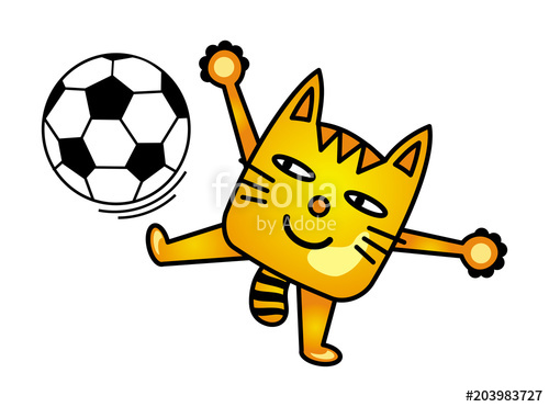 500x371 A Cartoon Cat Juggles With A Soccer Ball Cat Soccer Player Humor