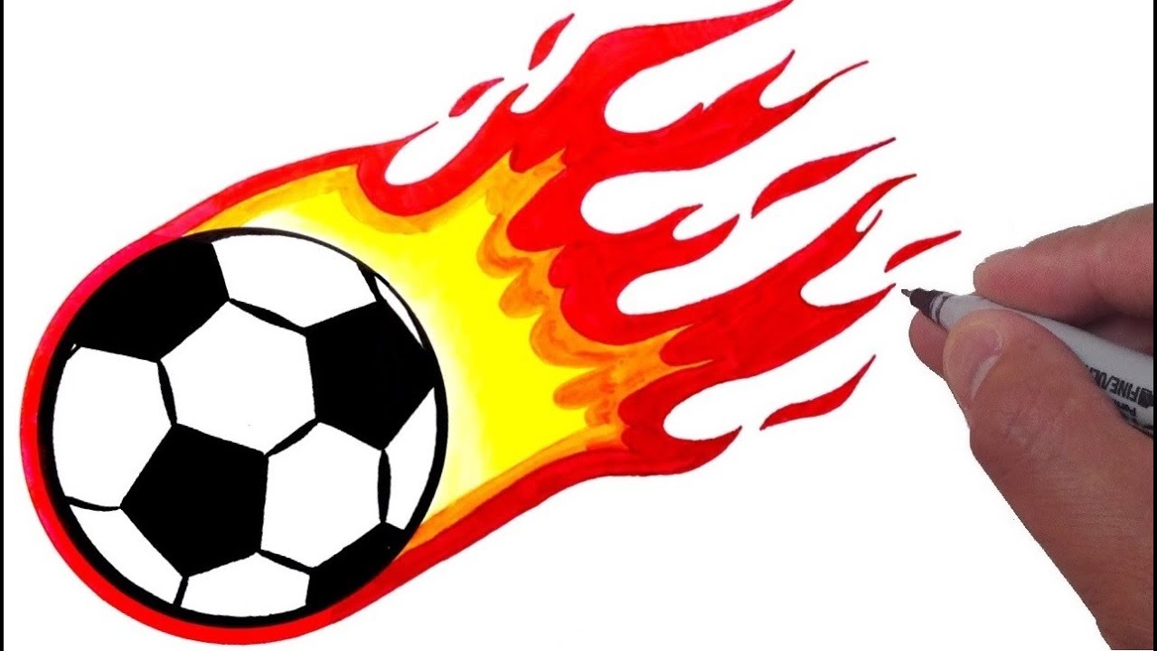 1280x720 How To Draw A Soccer Ball With Flames