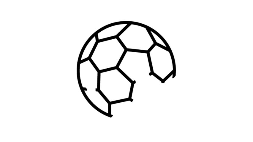 852x480 Soccer Ball Animation Flat Line Stock Footage Video