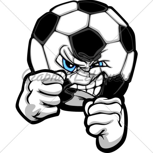 500x500 Soccer Ball With Face And Fighting Hands Sketch Cool Soccer