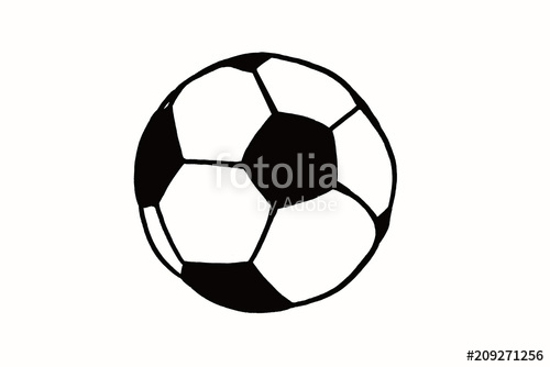 500x334 Soccer Ball Hand Drawn Simple Illustration, Black Ball On White