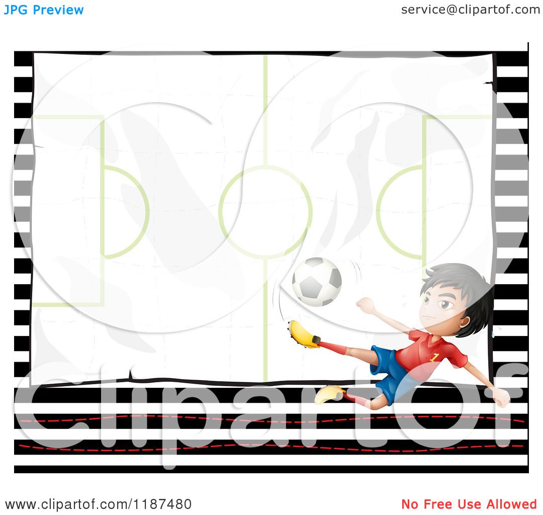 1080x1024 Cartoon Of A Boy Kicking A Soccer Ball Over A Field Drawing