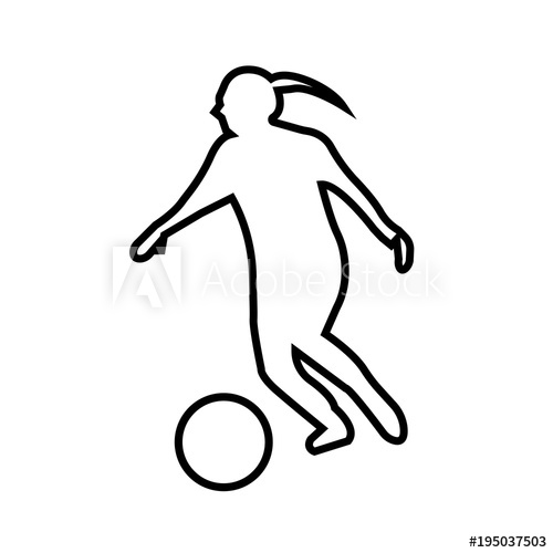 500x500 Soccer Player Silhouette Girl Outline On White Background