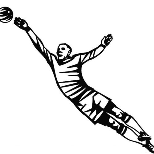 500x500 soccer goalkeeper car decal sticker, purple, inch