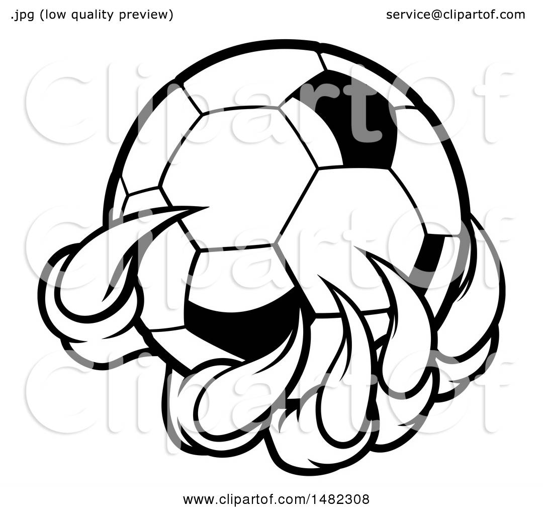 1080x1024 Clipart Of Black And White Monster Or Eagle Claws Holding A Soccer