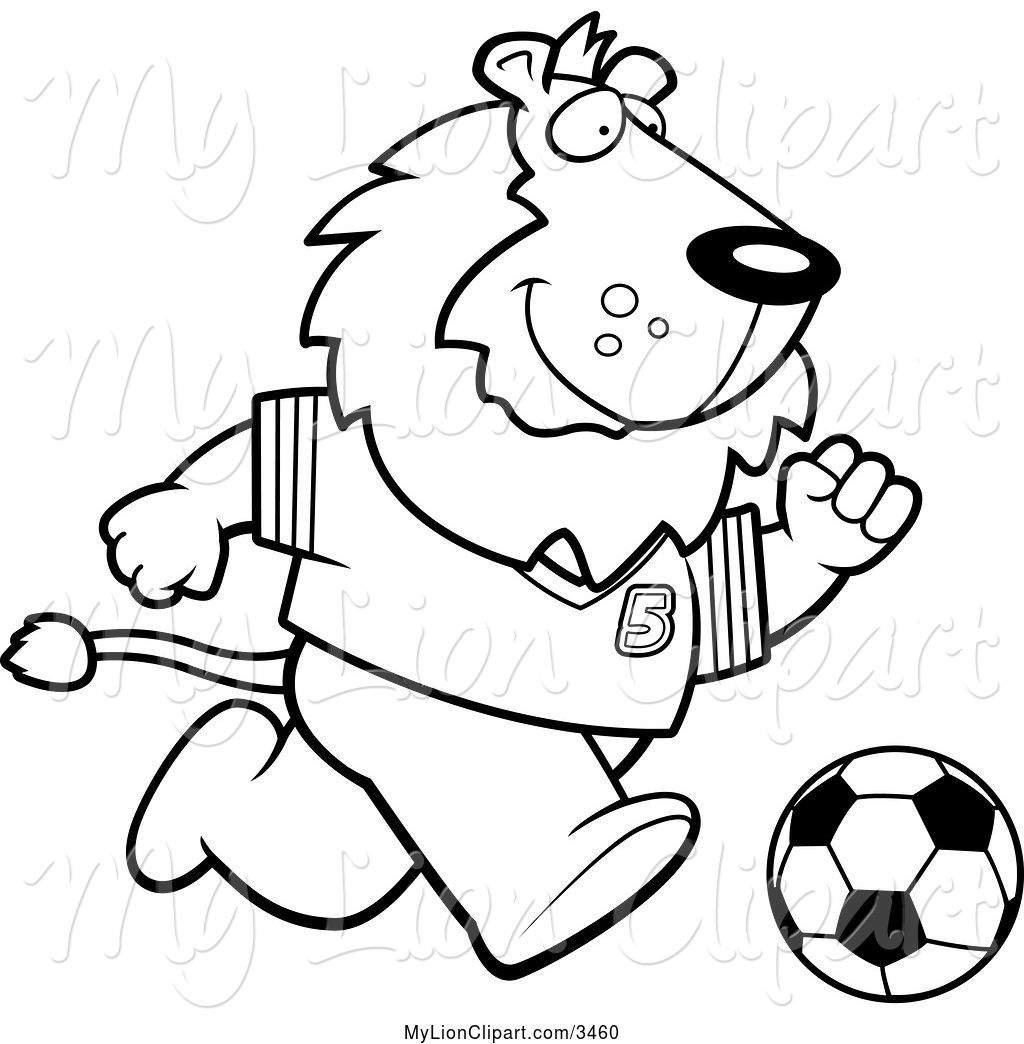 1024x1044 Clipart Of A Cartoon Black And White Lineart Sporty Lion Playing
