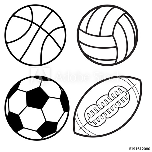 500x500 Sports Balls Minimal Flat Line Vector Icon Set Soccer, Football