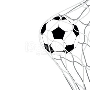 300x300 Isolated Soccer Ball In Goal Net Vector Stock Vectors