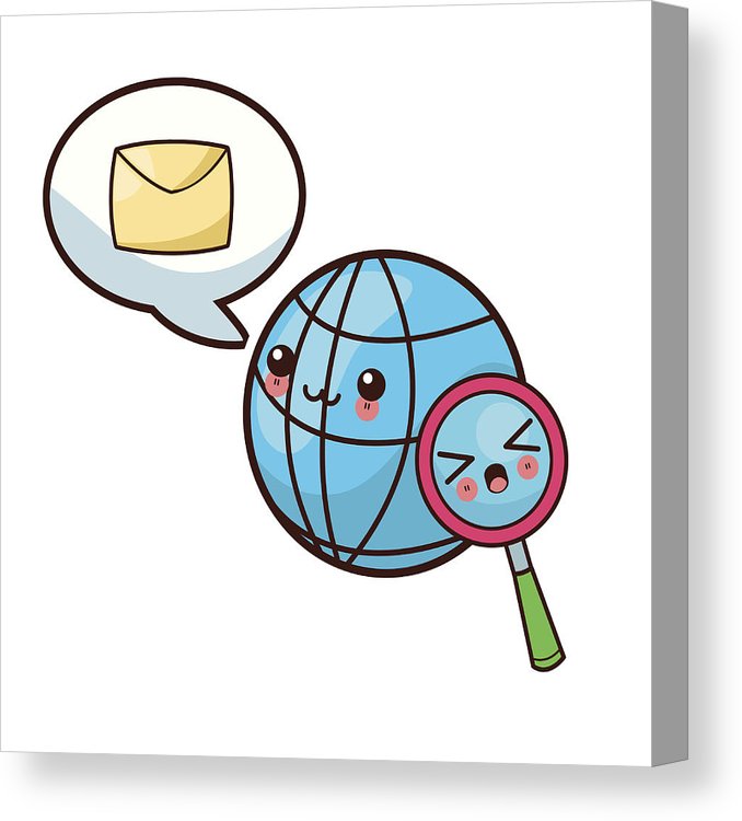 678x750 Kawaii Cartoon Technology And Social Media Vector Graphic Canvas