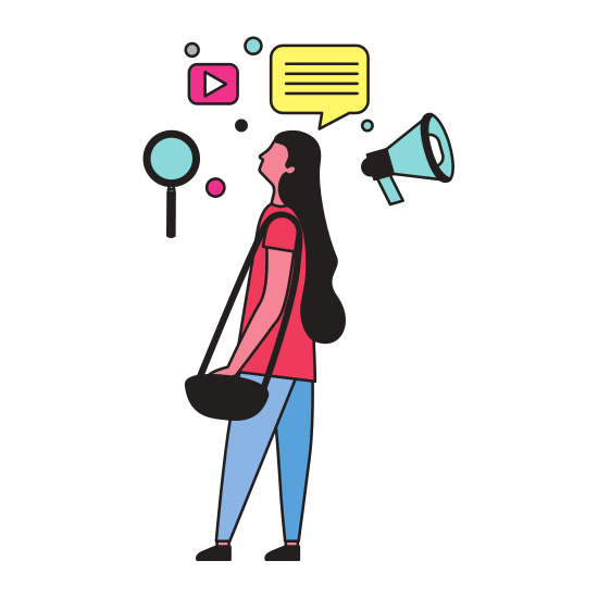 550x550 man using mobile and social media icons