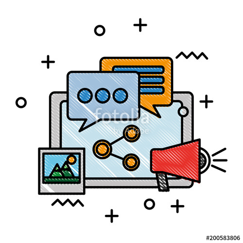 500x500 Social Media Mobile Comment Marketing And Photos Vector