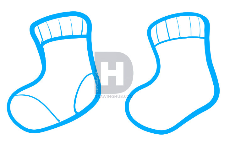 732x494 How To Draw Socks, Step