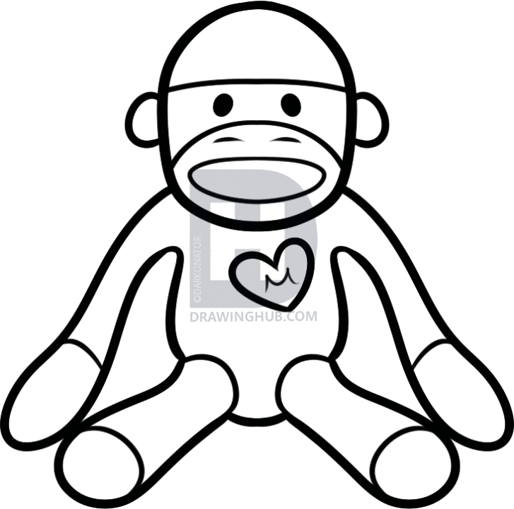 727x720 How To Draw A Sock Monkey, Step