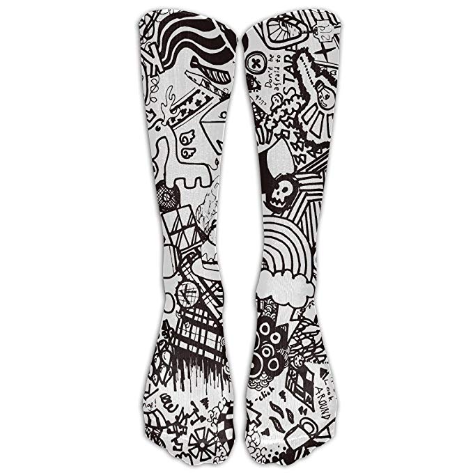 679x679 Drawing Alien Skull Long Calf High Socks Sport