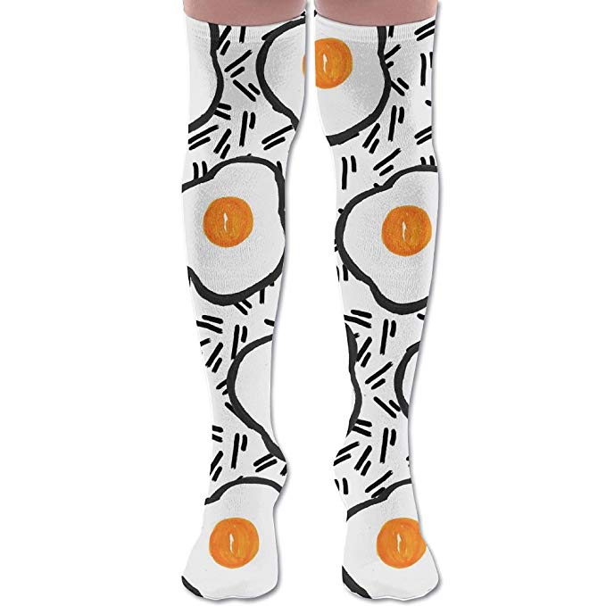 679x679 Unisex Football Socks Food Fried Eggs Drawing Knee