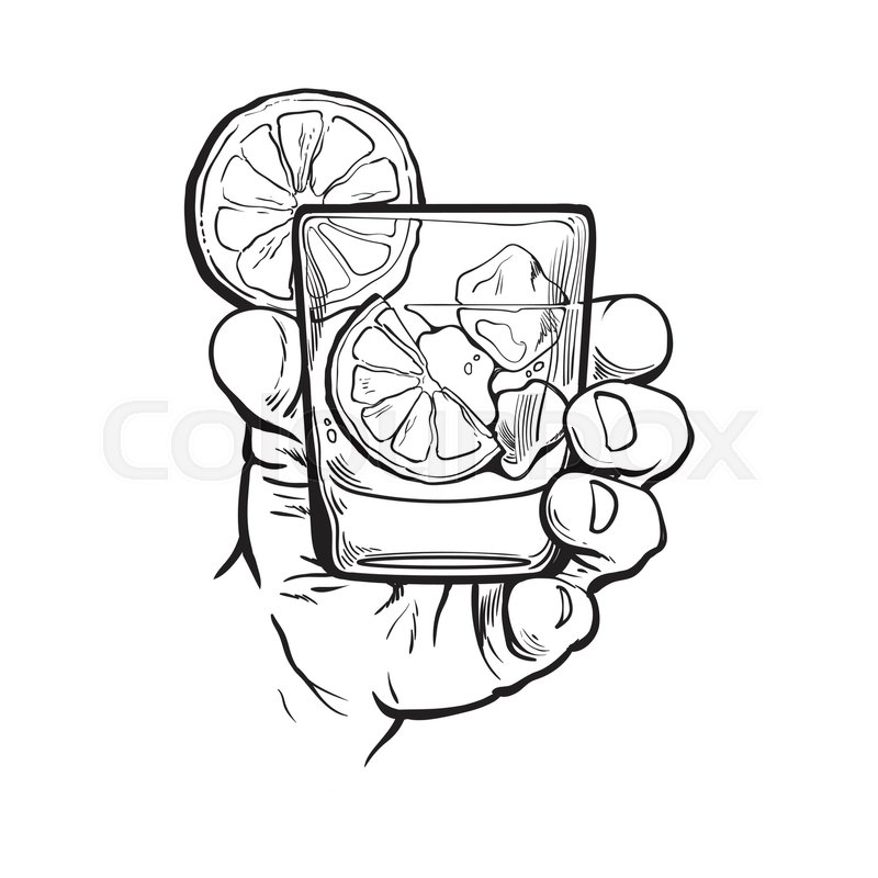 800x800 Hand Holding Glass Of Gin, Vodka, Soda Stock Vector Colourbox