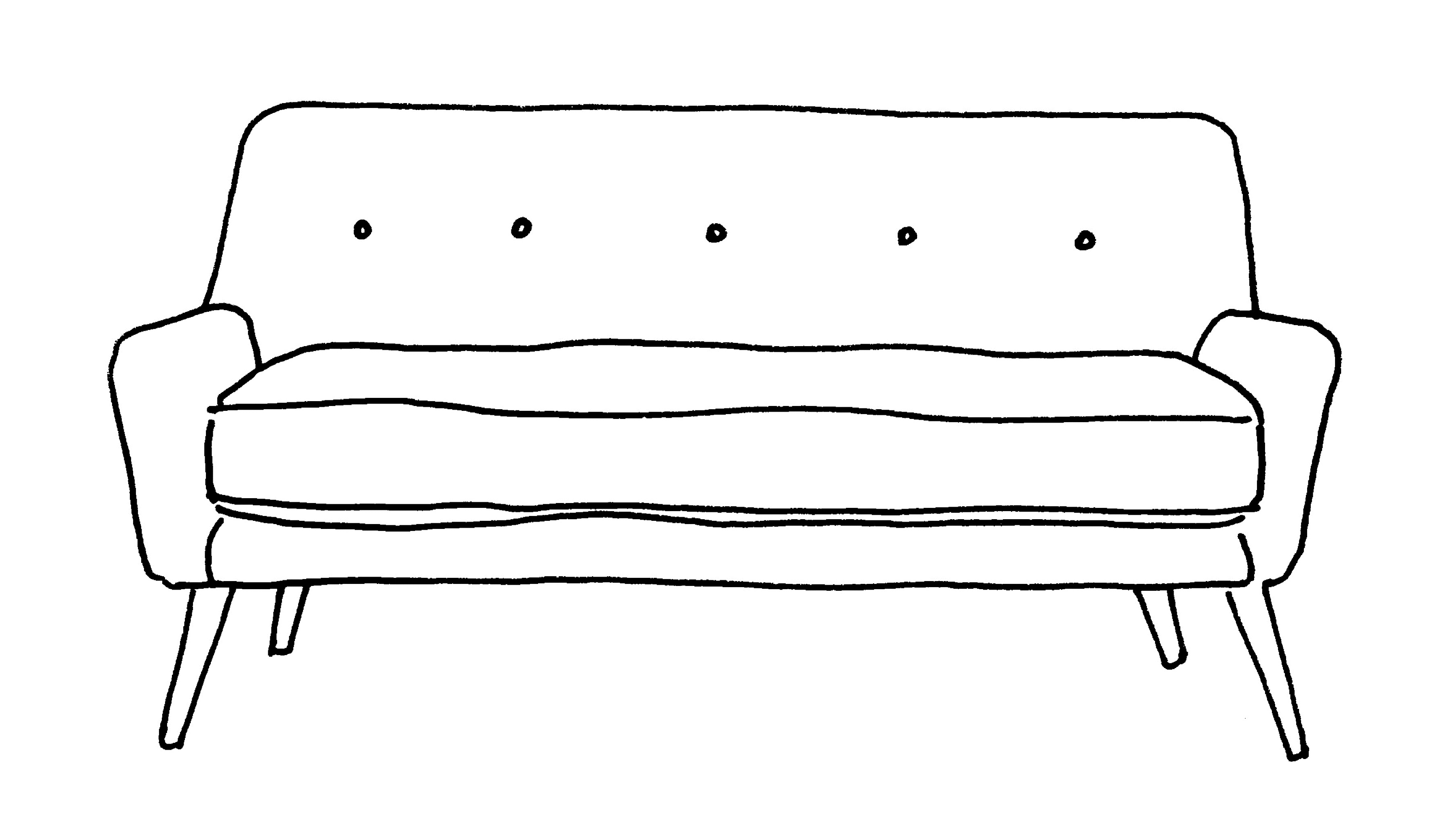 3599x2055 Couch Drawing Old Fashioned For Free Download
