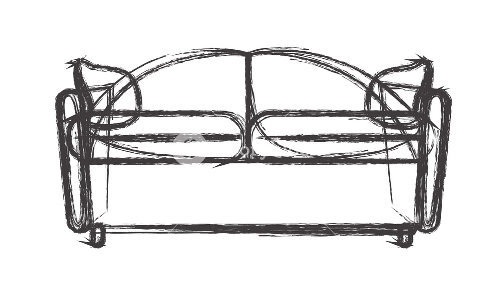 1000x599 Sofa Sketch Vector Drawing Royalty Free Stock Image
