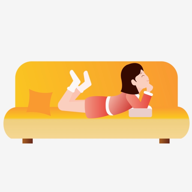 640x640 Cartoon Hand Drawing Girl Figure Lying On Sofa Hand Drawn,girl