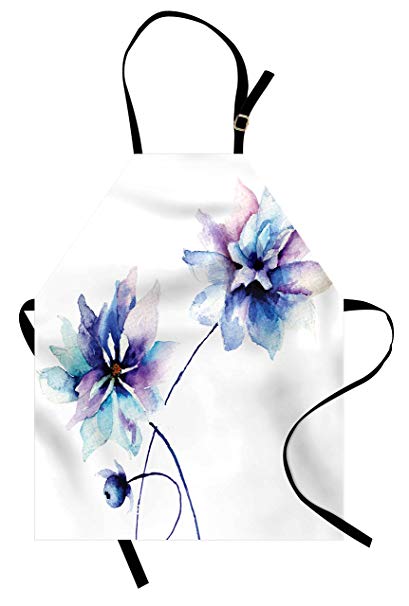 409x606 Ambesonne Watercolor Flower Apron, Flower Drawing