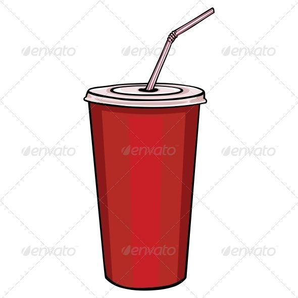 590x590 Red Plastic Cup With Lid And Straw Food In Disposable