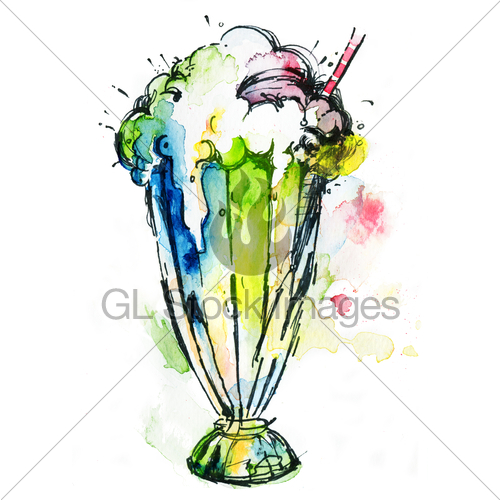 500x500 Soft Drink Watercolor Drawing Gl Stock Images