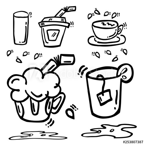 500x500 Simple Hand Draw Sketch, Hot And Cold Soft Drink