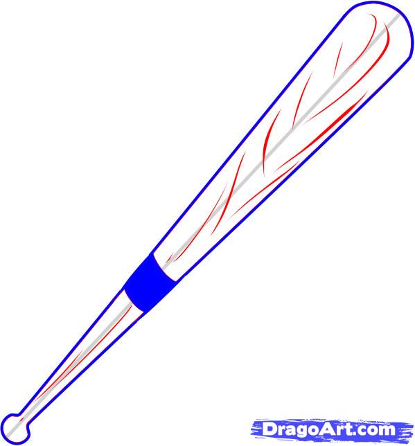 599x644 How To Draw A Baseball Bat, Step