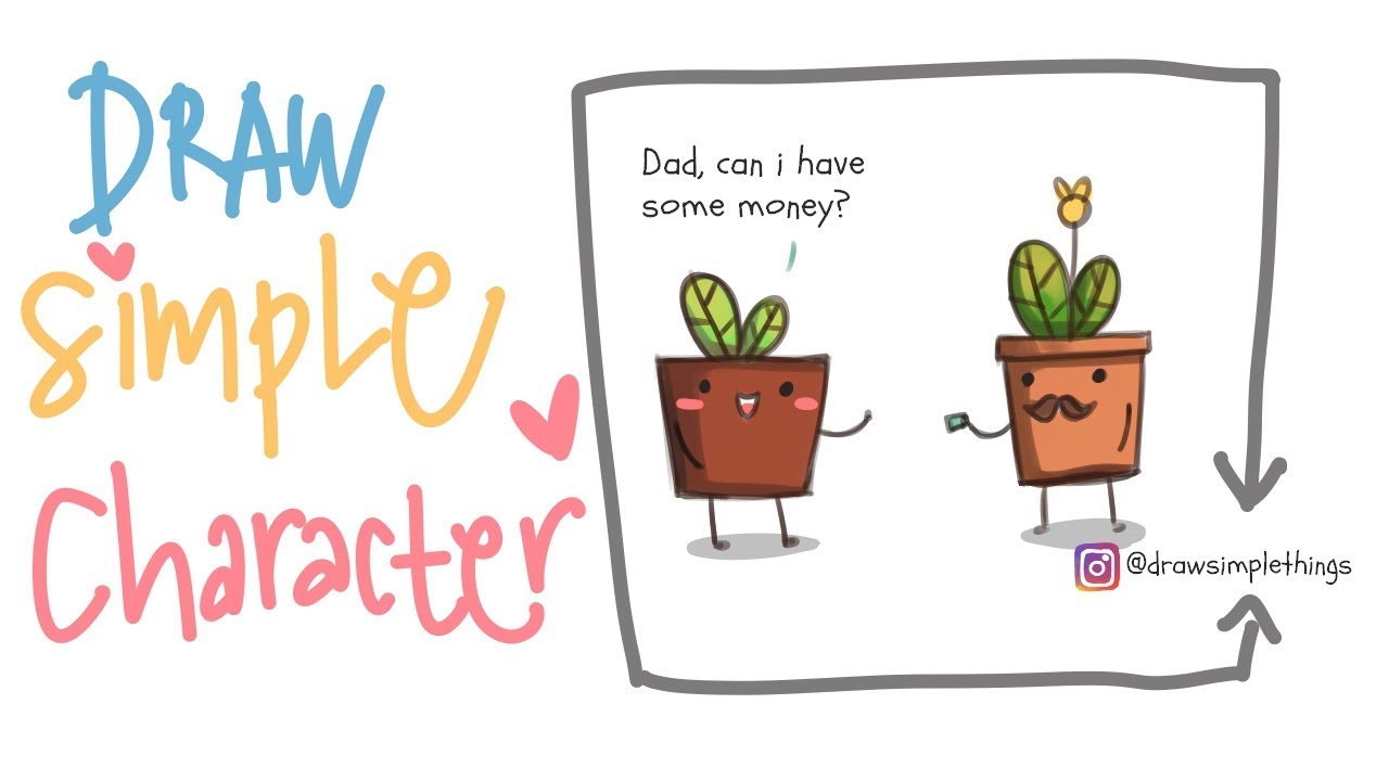 1280x720 Drawing Simple Pot Flower Character Using Firealpaca