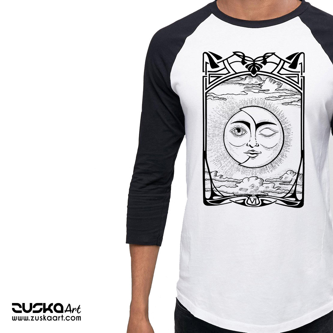 1110x1110 The Lovers Vi Tarot Card Unisex Raglan T Shirt Sun And Moon