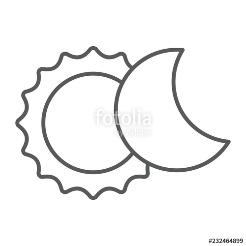 500x500 Eclipse Thin Line Icon, Space And Astronomy, Solar Eclipse Sign