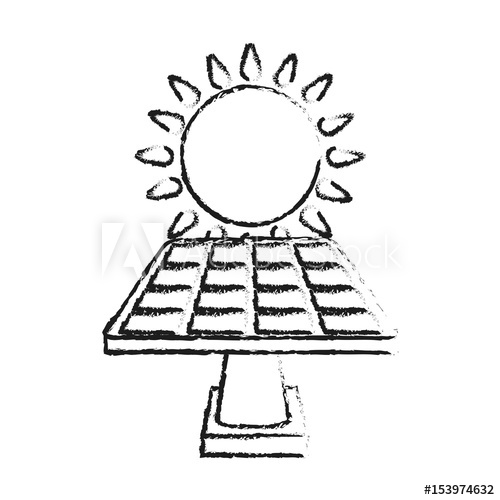500x500 Blurred Silhouette Image Cartoon Solar Energy Panel On Platform