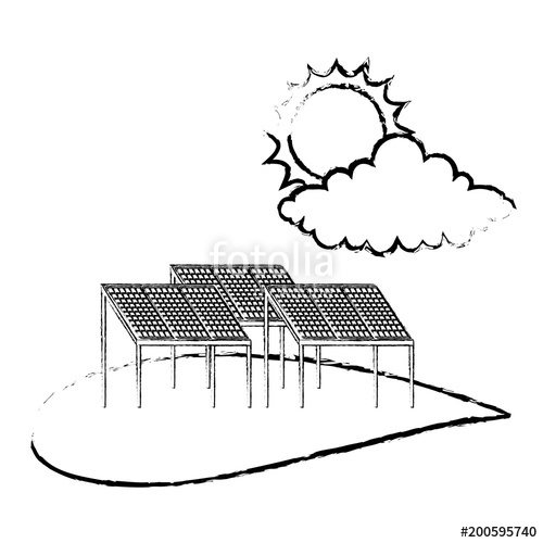 500x500 Ecology Energy Alternative Sustatinable Solar Panel Cloud And Sun