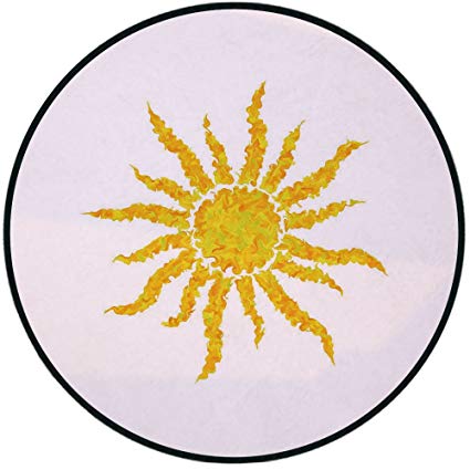 425x425 Printing Round Rug, Sun, Artsy Grunge Star Drawing
