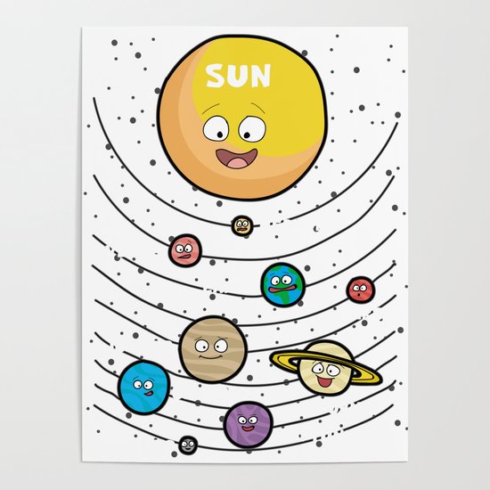 550x550 Solar System For Kids With Sun Planet Poster