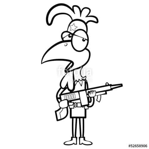 500x500 Coloring Cartoon Chicken Soldier With Gun Stock Image And Royalty