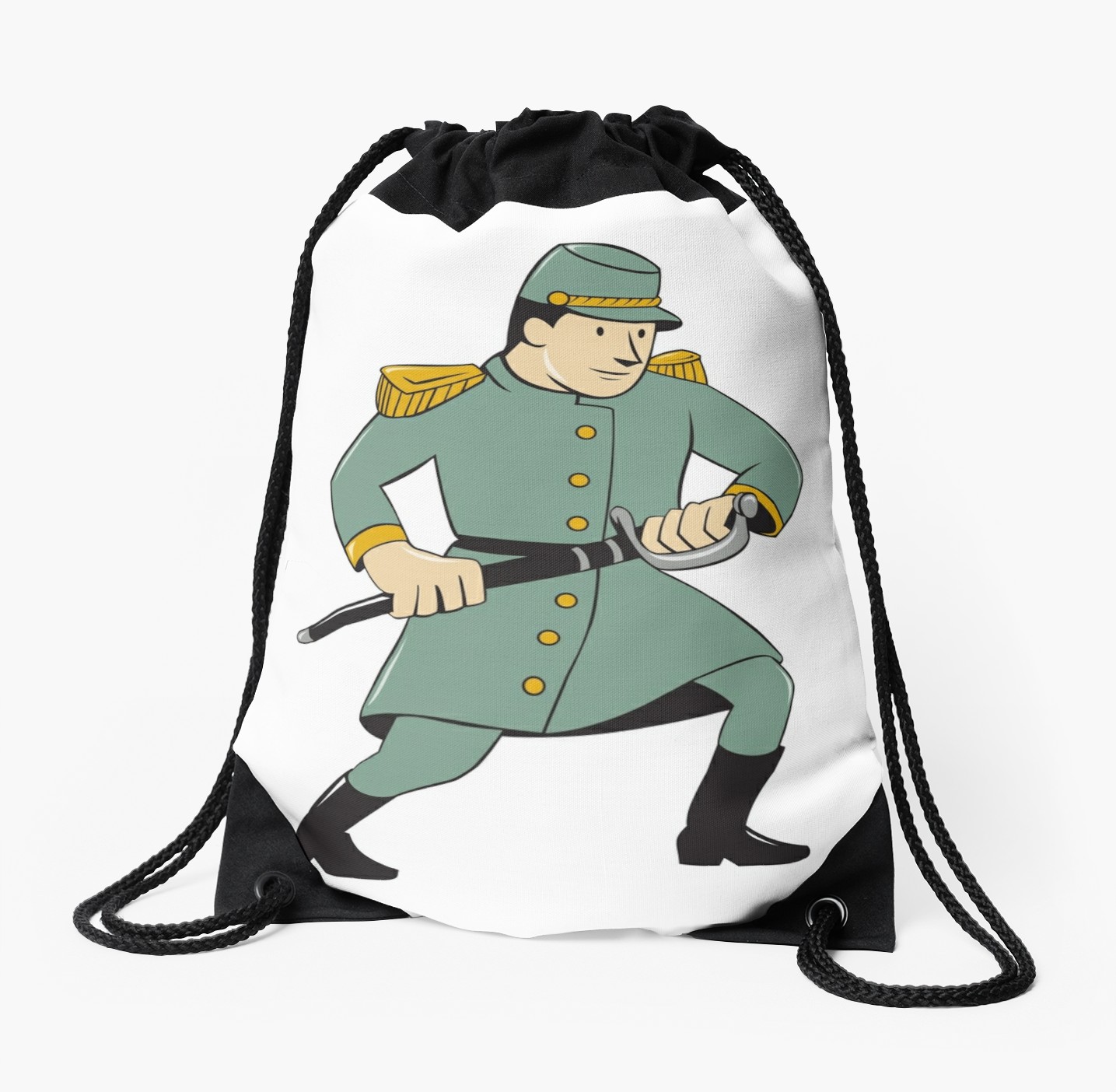 1435x1404 Confederate Army Soldier Drawing Sword Cartoon Drawstring Bag