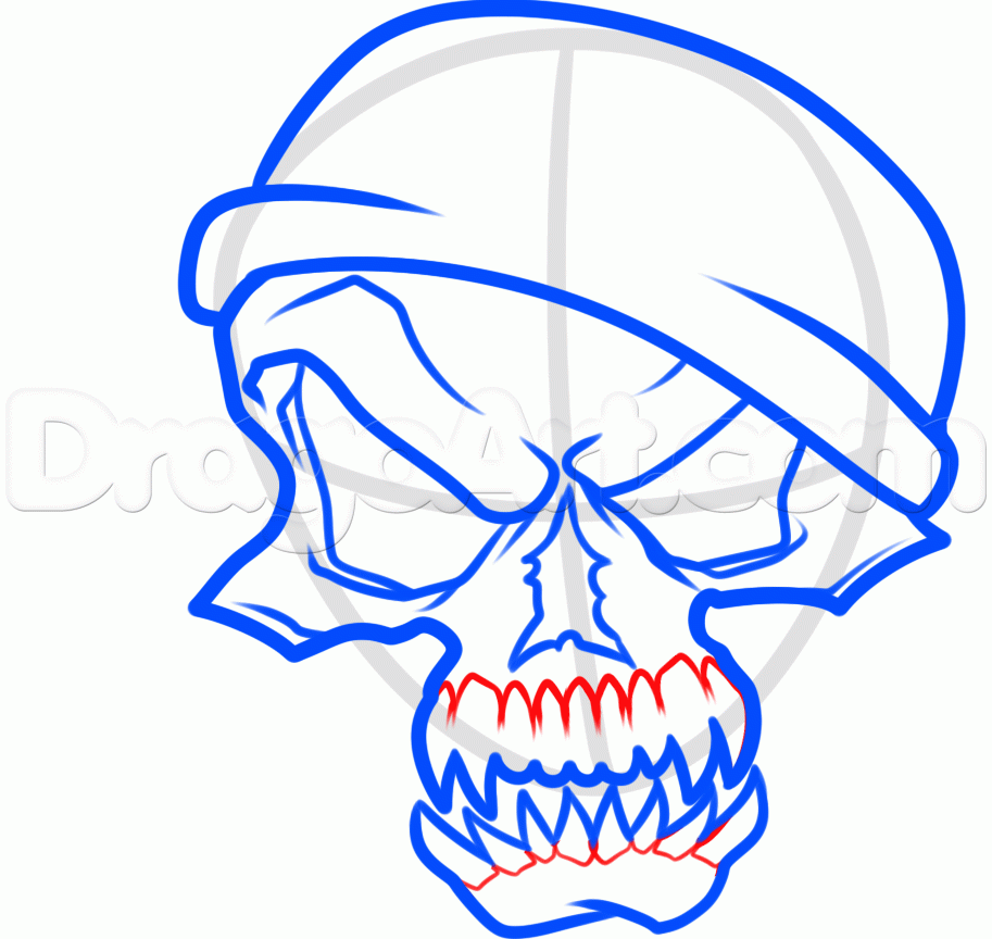 913x864 Step How To Draw A Military Skull
