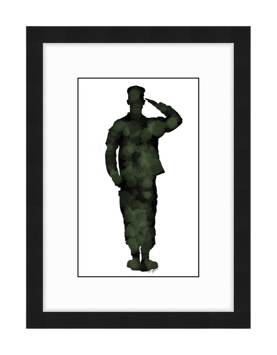 570x729 Army Salute Silhouette Camo Soldier Minimalist Veterans Etsy