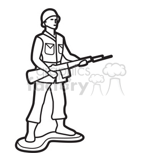 300x300 outline of toy infantry soldier illustration graphic clipart