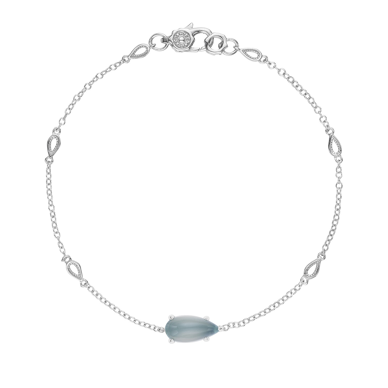 1500x1500 Solitaire Pear Shaped Gem Bracelet With Green Chalcedony