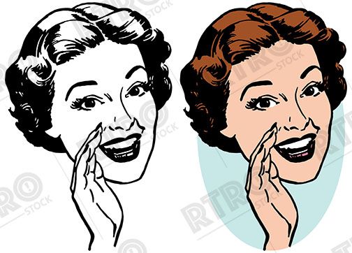 504x362 A Woman Shouts Through Her Hand To Someone Far Away Retro Vintage
