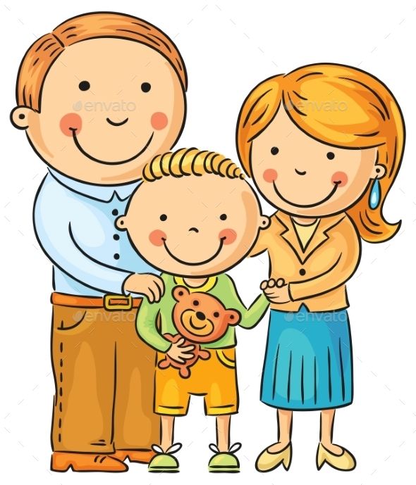 590x689 Happy Family With A Little Son Dynchloe Cute Pins Drawing